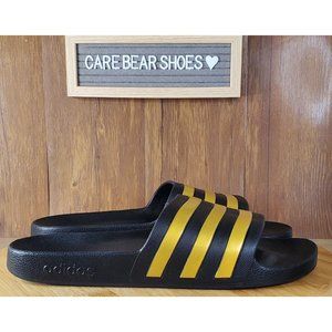 Adidas Mens Adilette Aqua Slides / Sandal Shoe Black/Gold EG1758 Sz 13